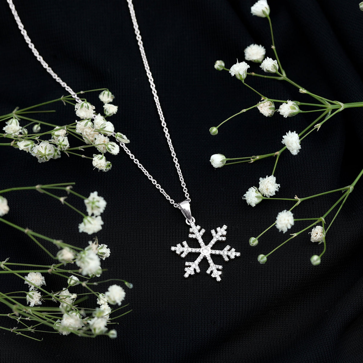 Colgante de copo de nieve con diamante genuino para mujer