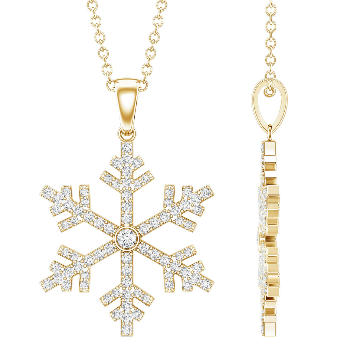 Colgante de copo de nieve con diamante genuino para mujer