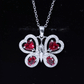 Collar Colgante Mariposa de Rubí Creado Certificado con Moissanita