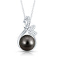 Collar colgante de perla negra y diamante de 8 quilates para novia