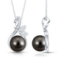 Collar colgante de perla negra y diamante de 8 quilates para novia