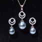 Genuine Tahitian Black Pearl Drop Jewelry Set with Certificate