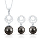 Genuine Tahitian Black Pearl Drop Jewelry Set with Certificate