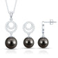Genuine Tahitian Black Pearl Drop Jewelry Set with Certificate