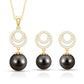 Genuine Tahitian Black Pearl Drop Jewelry Set with Certificate