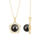 Real Tahitian Pearl and Diamond Star Pendant Necklace With Chain