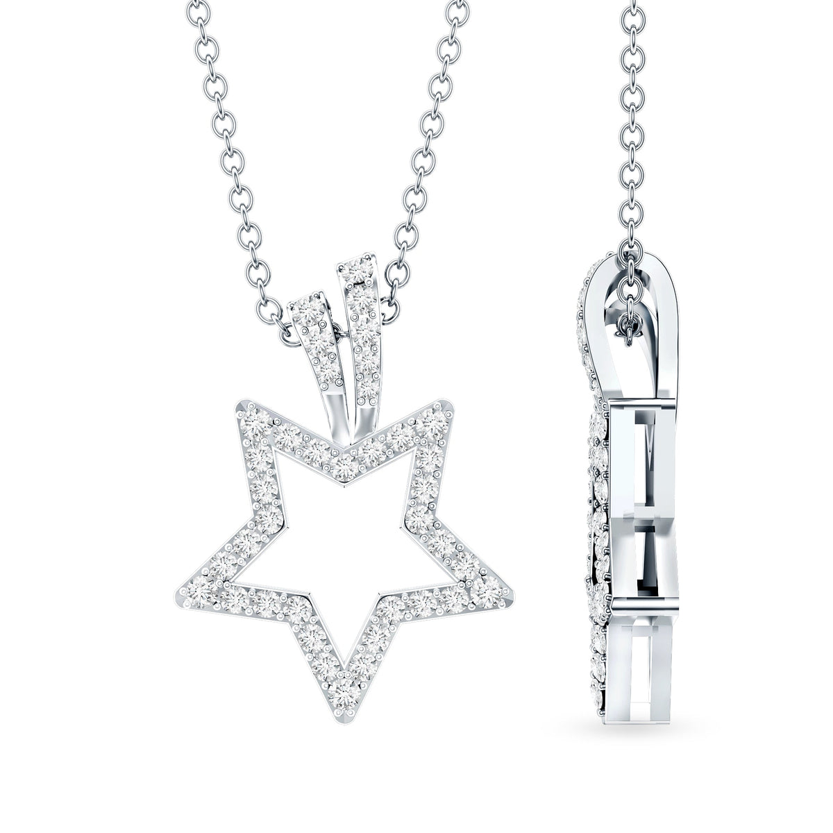 Natural Diamond Star Pendant For Women
