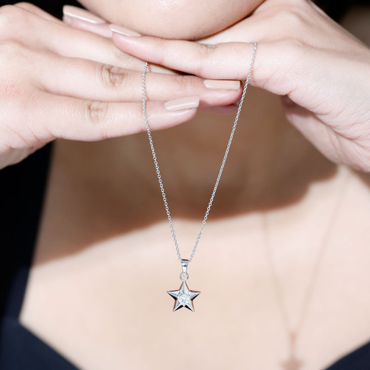 Certified Diamond Star Pendant Necklace