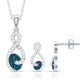 Oval Cut London Blue Topaz Infinity jewelry Set with Diamonds
