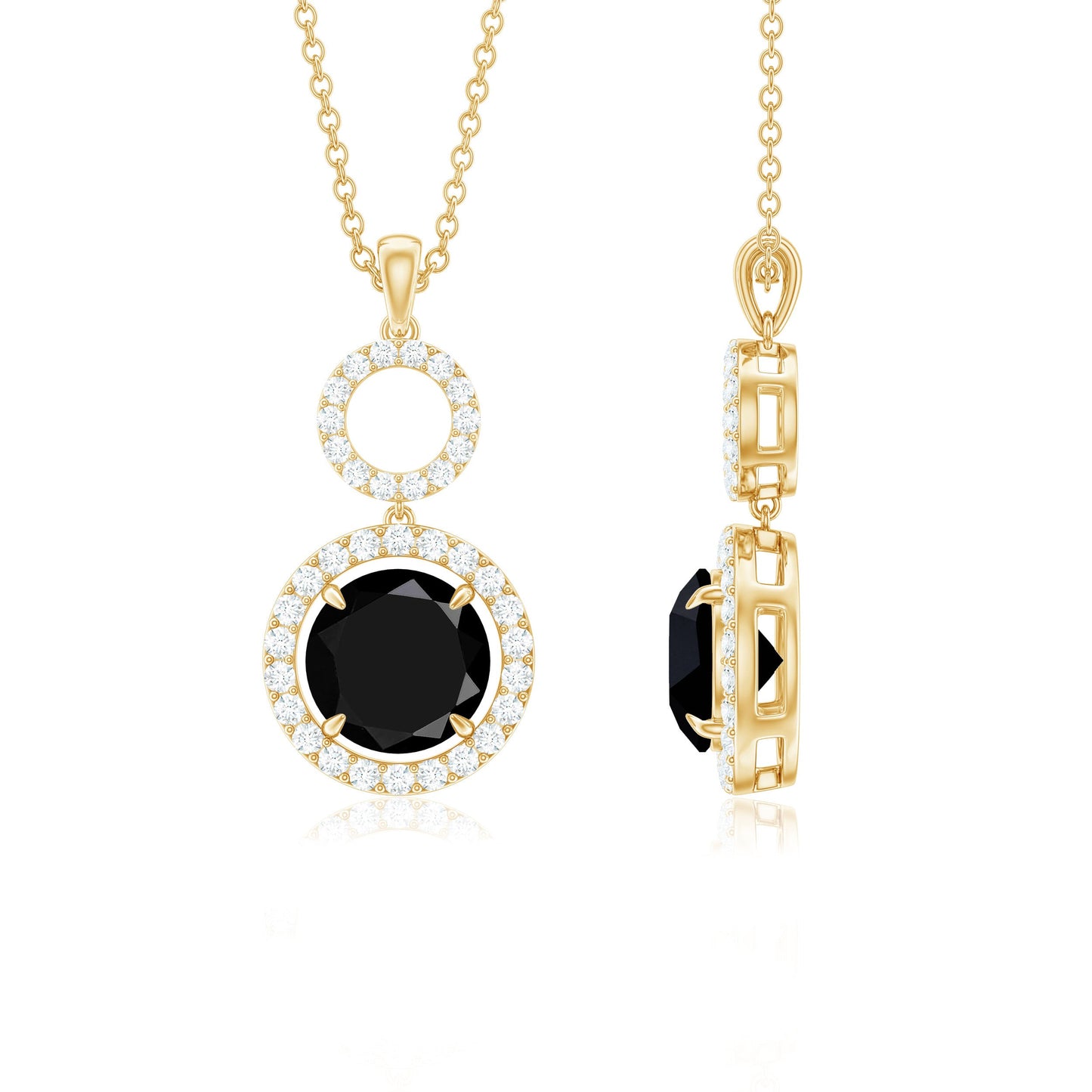 Real 2.6 Carat Black Spinel Drop Pendant Necklace with Diamond