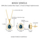 London Blue Topaz Teardrop Pendant and Earrings Set with Diamond Halo