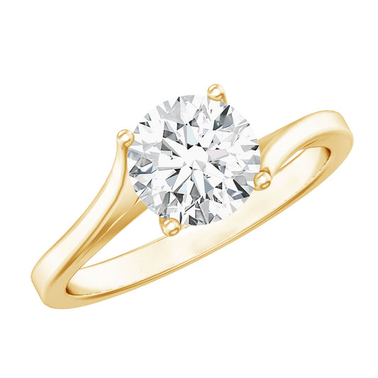 Anillo de compromiso de moissanita solitario certificado con montura bypass