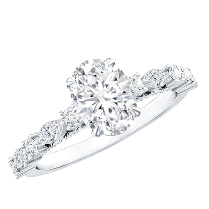 Oval Moissanite Solitaire Engagement Ring in Claw Setting
