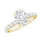 Oval Moissanite Solitaire Engagement Ring with Side Stones
