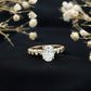 Oval Moissanite Solitaire Engagement Ring with Side Stones