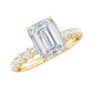 Anillo de compromiso solitario de moissanita octagonal con piedras laterales
