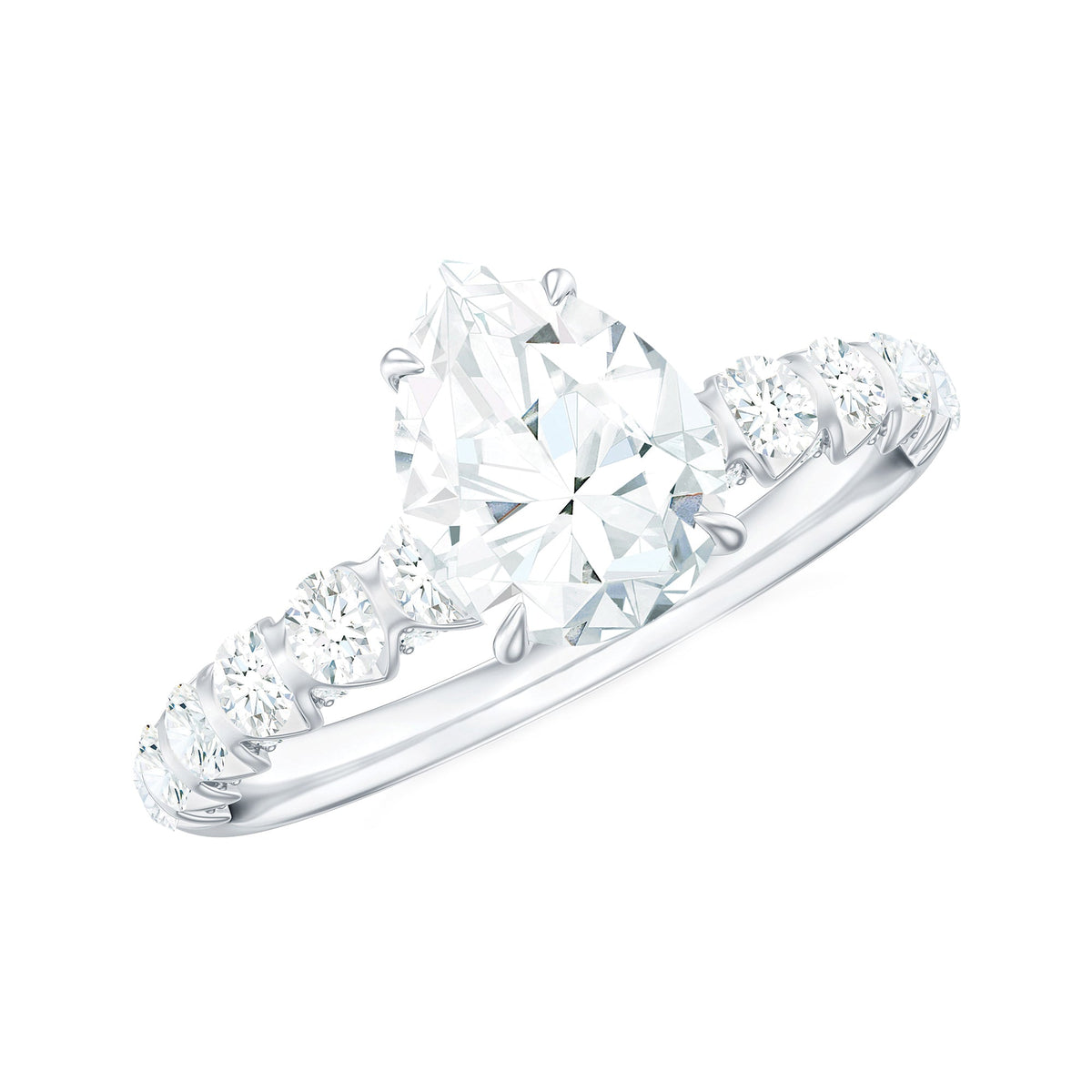 Anillo de compromiso solitario de moissanita con forma de pera