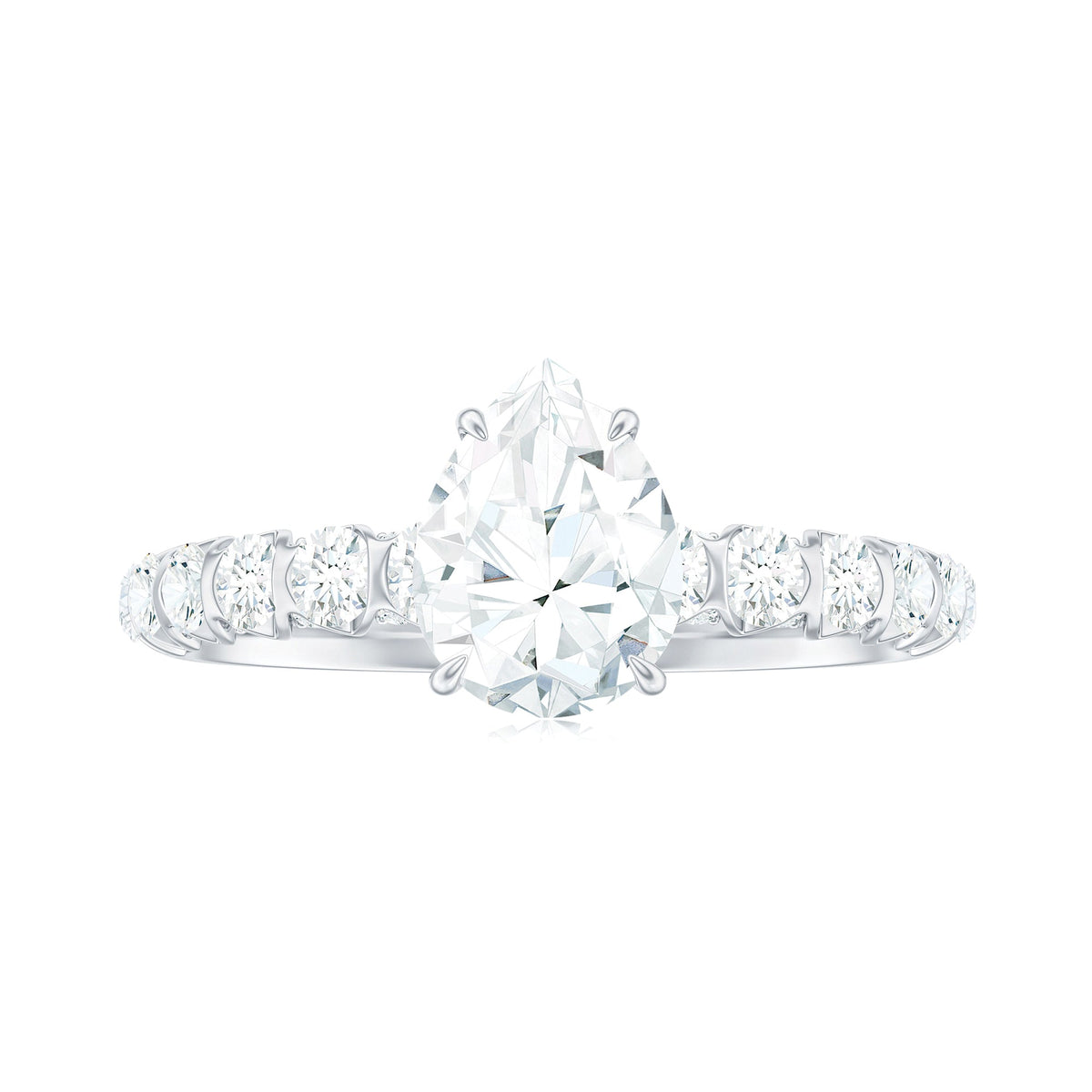 Anillo de compromiso solitario de moissanita con forma de pera