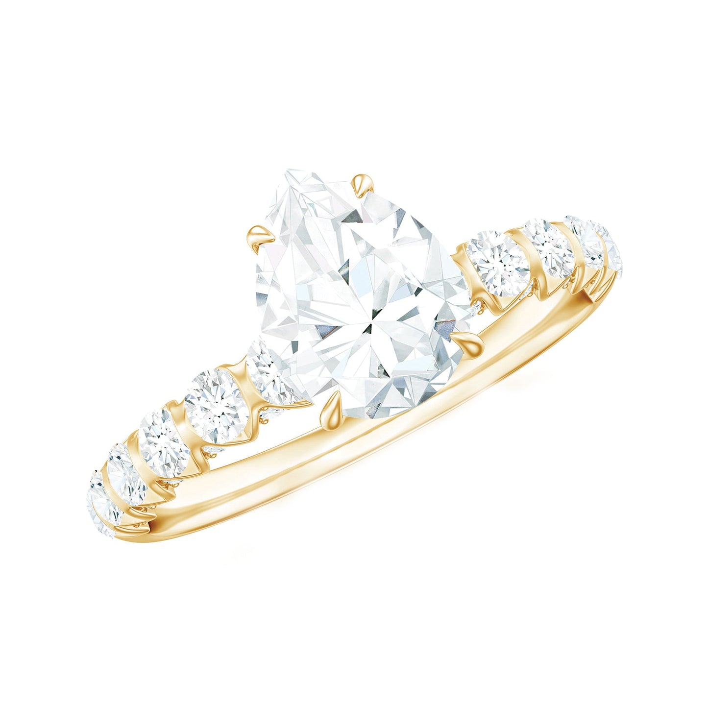 Anillo de compromiso solitario de moissanita con forma de pera