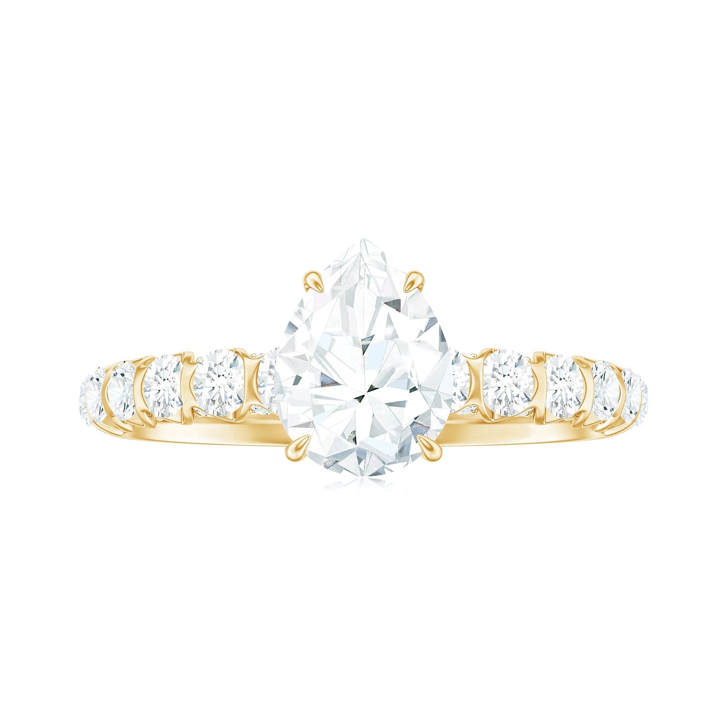 Anillo de compromiso solitario de moissanita con forma de pera