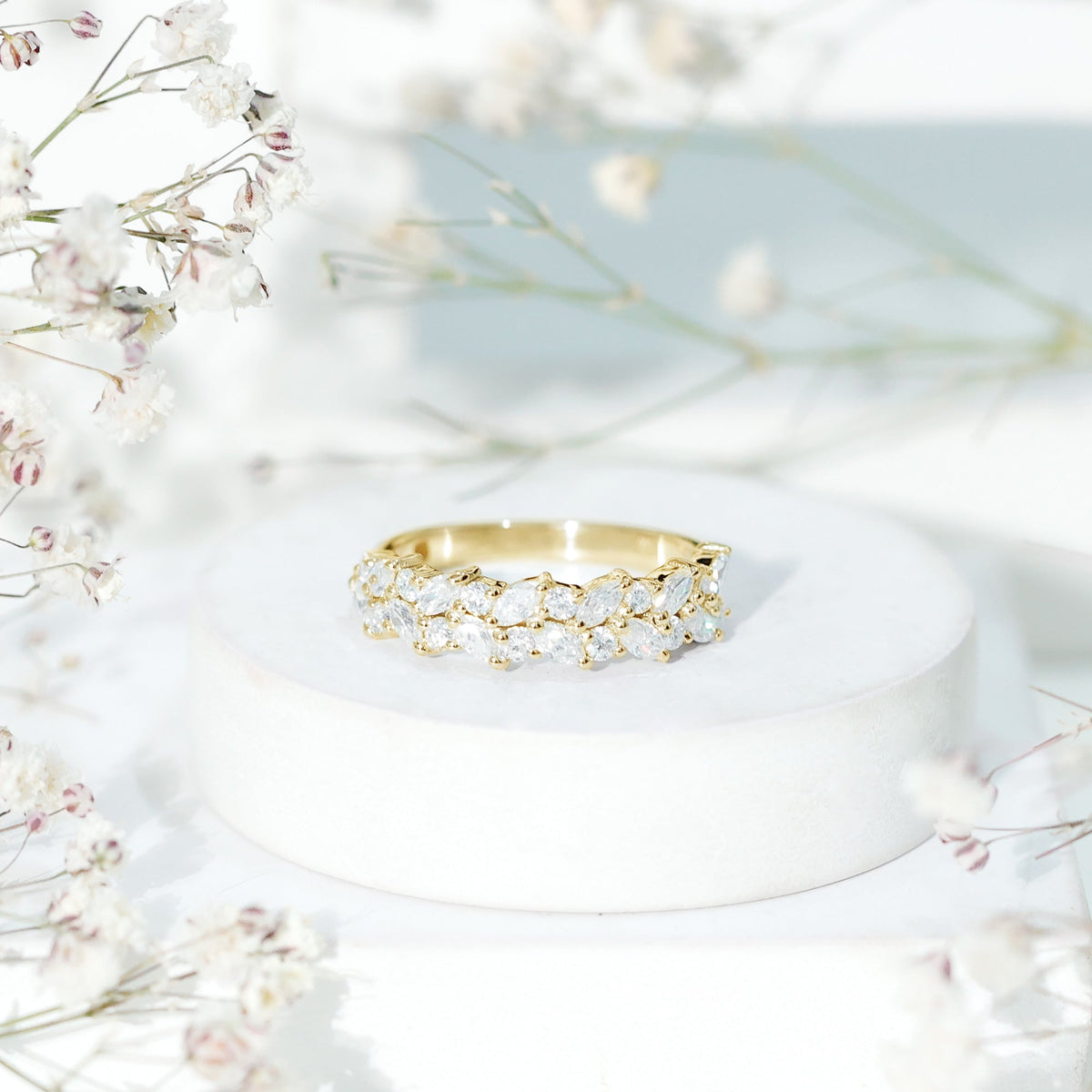 Certified Moissanite Cluster Eternity Band