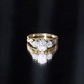 Certified Moissanite Three Stone Engagement Ring with Crossover Shank