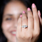 Certified Moissanite Three Stone Engagement Ring with Crossover Shank