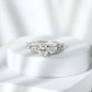 Certified Moissanite Three Stone Engagement Ring with Crossover Shank