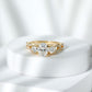 Certified Moissanite Three Stone Engagement Ring with Crossover Shank