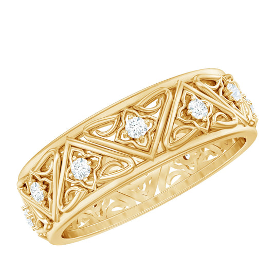 Anillo de boda estilo vintage con diamantes