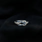 Natural Blue Sapphire Diamond Interlock Ring for Women