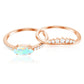 Natural Ethiopian Rainbow Opal Diamond East West Engagement Ring Wedding Band Set