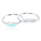 Natural Ethiopian Rainbow Opal Diamond East West Engagement Ring Wedding Band Set