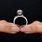8 Carat Tahitian Pearl Solitaire Engagement Ring with Diamond