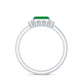 Natural Emerald Cut Emerald Diamond East West Engagement Ring and Wedding Band Set