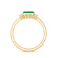 Natural Emerald Cut Emerald Diamond East West Engagement Ring and Wedding Band Set