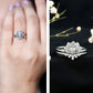 Certified Moissanite Lotus Flower Bridal Ring Set