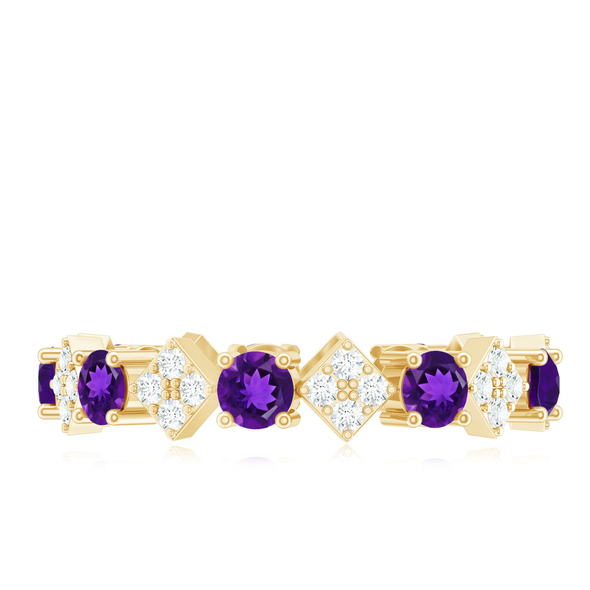 Natural Amethyst Diamond Eternity Ring for Women