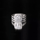 Anillo de boda con halo de moissanita certificada de talla redonda