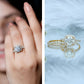 Anillo de boda con halo de moissanita certificada de talla redonda