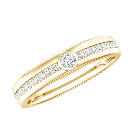 Alianza de boda unisex con diamantes engastados al bisel