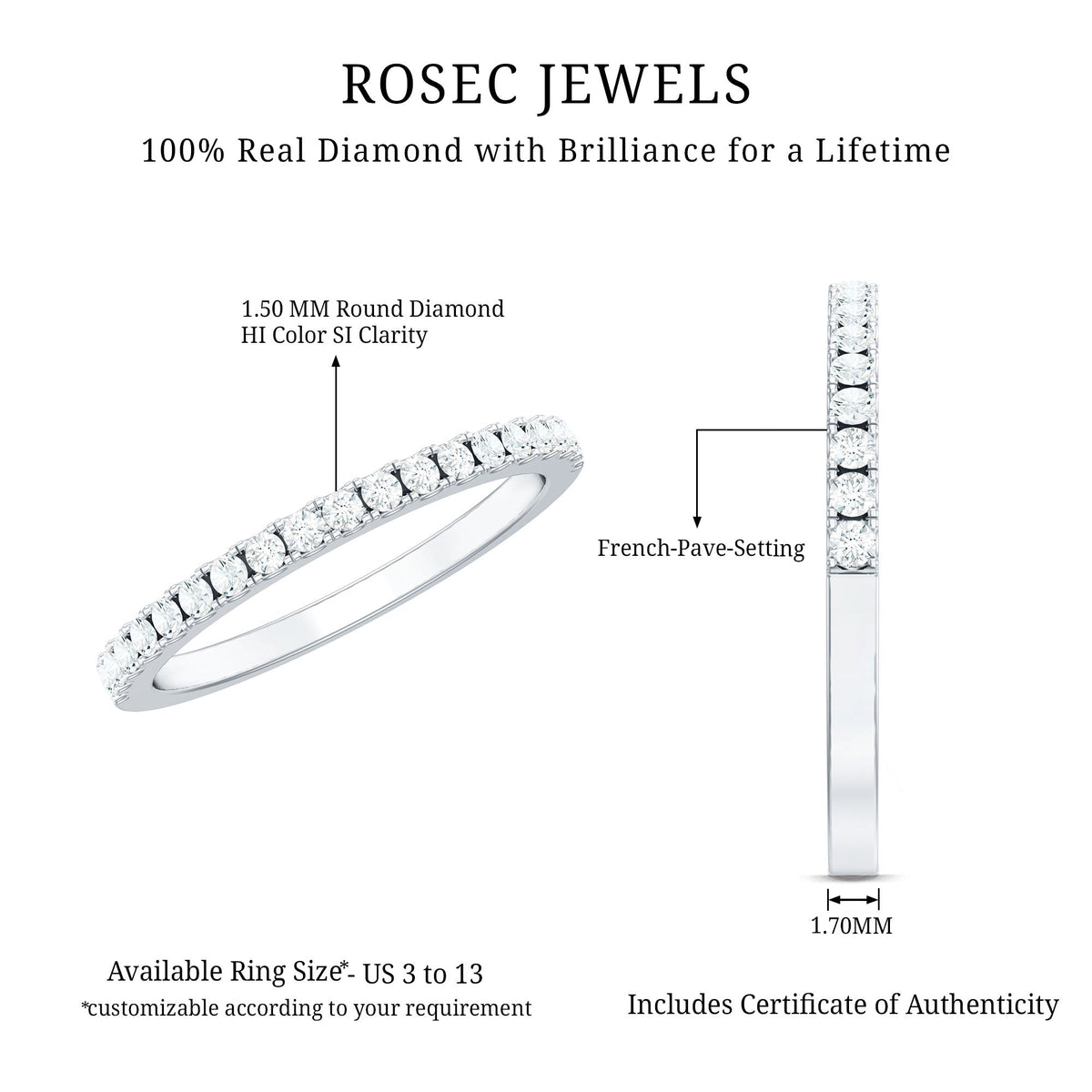 French Pave Diamond Eternity Wedding Ring