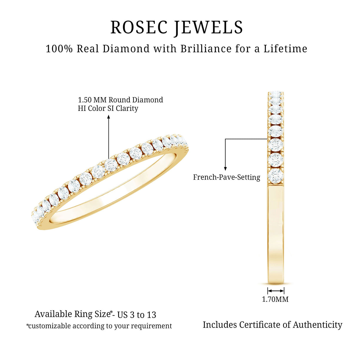 French Pave Diamond Eternity Wedding Ring