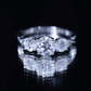 3 Stone Round Moissanite Crossover Engagement Ring