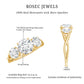 3 Stone Round Moissanite Crossover Engagement Ring