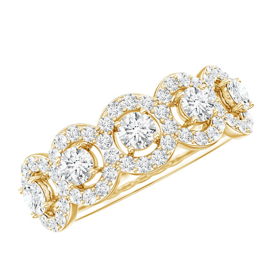 Anillo clásico de halo con moissanita redonda certificada