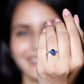 Certified 1.5 Carat Oval Lab Grown Blue Sapphire Engagement Ring with Diamond