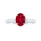 Certified 1.5 Carat Lab Grown Ruby Oval Engagement Ring with Diamond