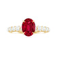 Certified 1.5 Carat Lab Grown Ruby Oval Engagement Ring with Diamond
