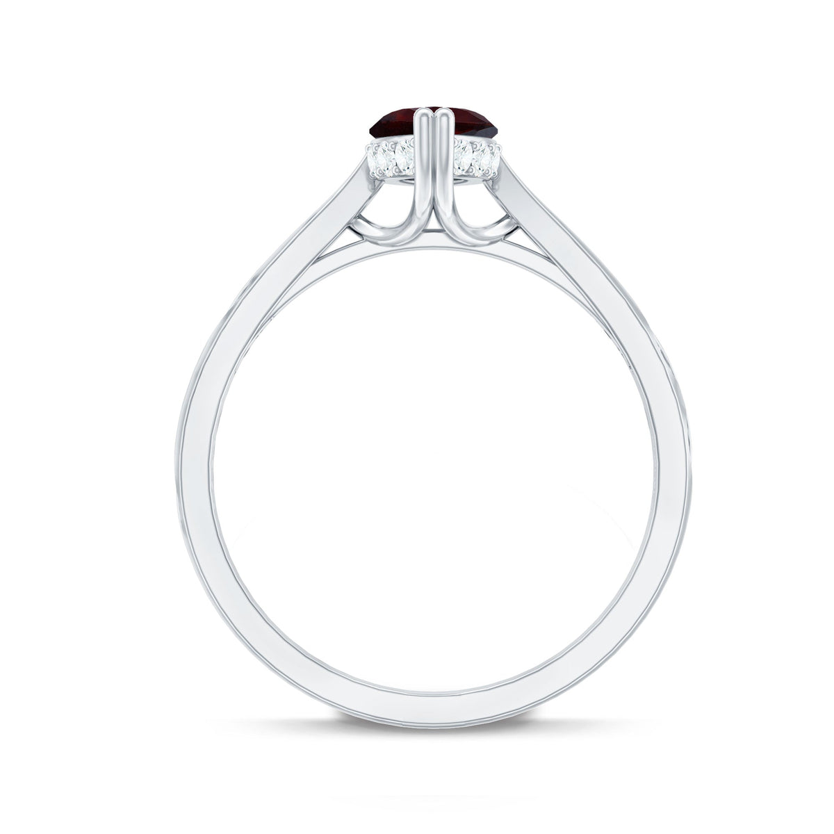Natural Solitaire Garnet Marquise Engagement Ring with Diamond
